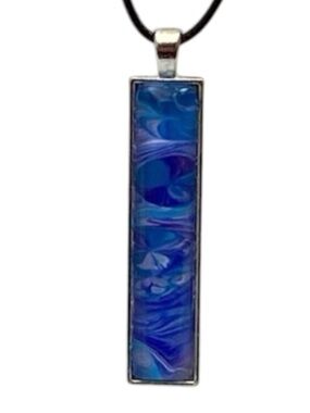 Hand Crafted Fluid Art Necklace Blue and Purple Pendant by Svetlana Yeung